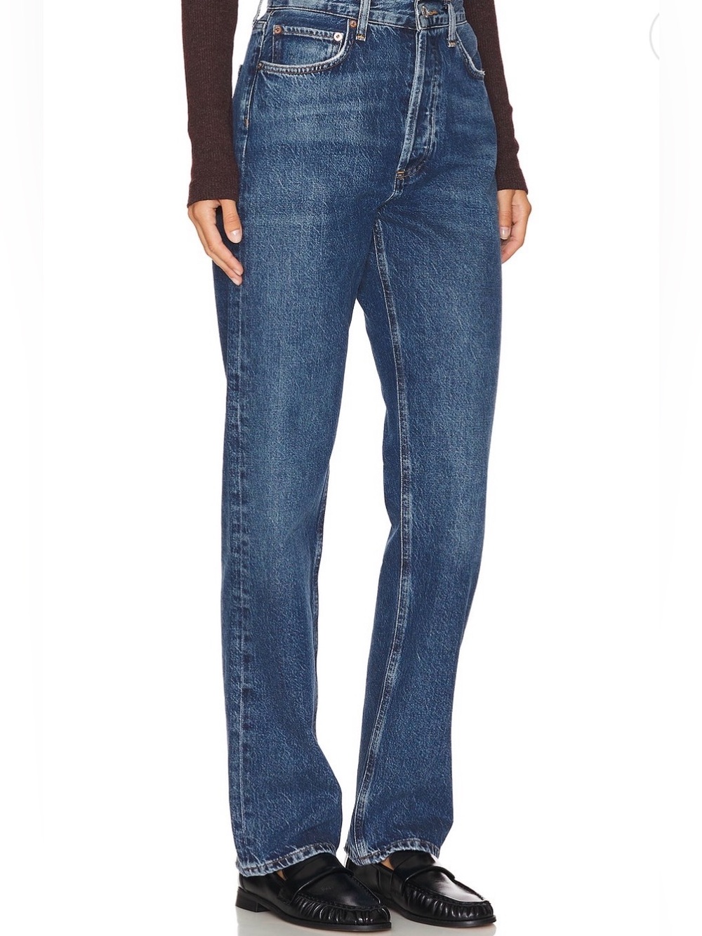Agolde Women's Straight Leg Jeans in Medium Blue Wash